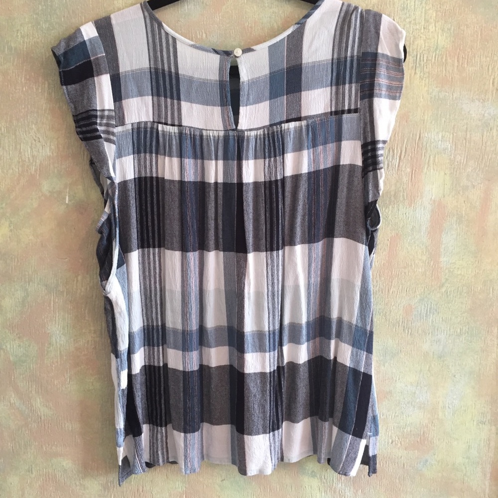 Ann Taylor LOFT cap sleeve blouse, tweed print, L